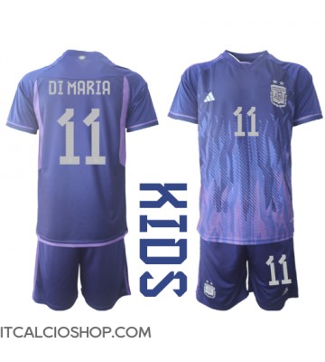 Argentina Angel Di Maria #11 Seconda Maglia Bambino Mondiali 2022 Manica Corta (+ Pantaloni corti)